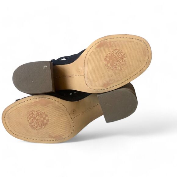 Vince Camuto Black Suede Kevston Stacked Heeled Sandals Size 8 - Picture 9 of 10